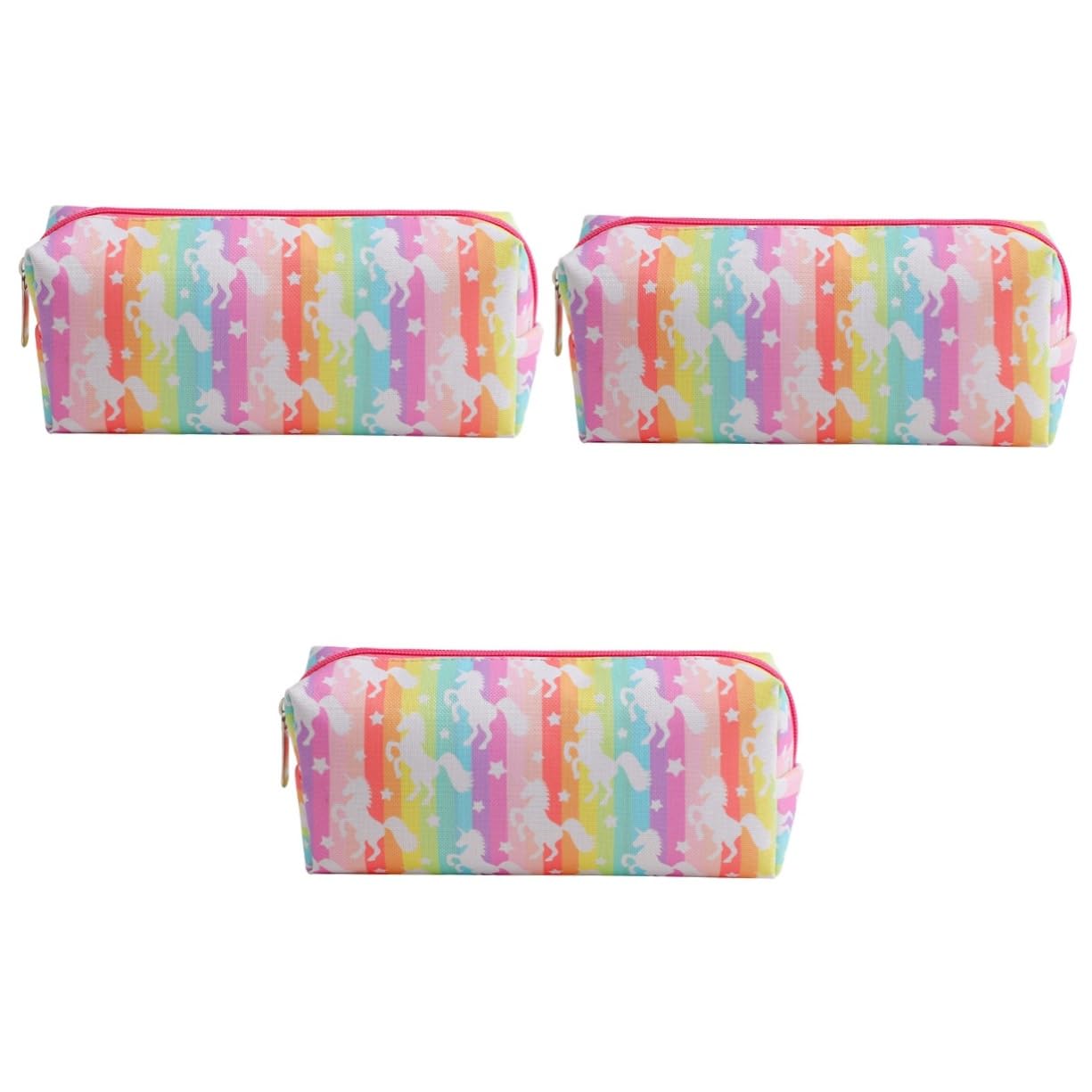 NUOBESTY 3piezas Estuche De Lápices Grande para Diseño De Unicornio Bolsa De Lápices Portátil y Multifuncional Organizador De Útiles Escolares De Brillantes