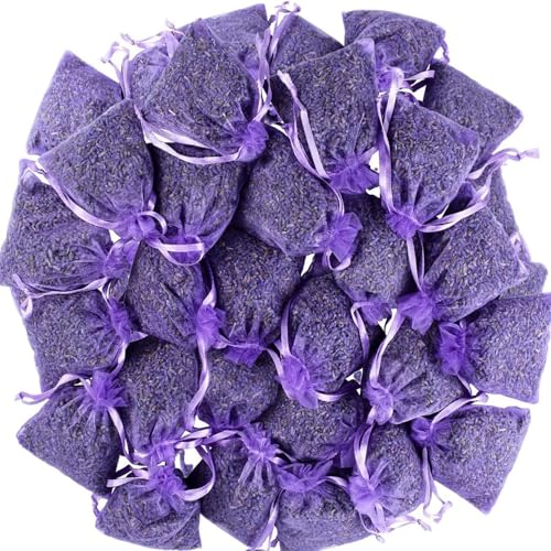 30 Sacos de Lavanda:Ambientador Natural y Repelente de Polillas para Armarios–Ambientadores para Armarios–Ambientadores para Coches –Ambientadores para Habitaciones–Bolsitas de Lavanda