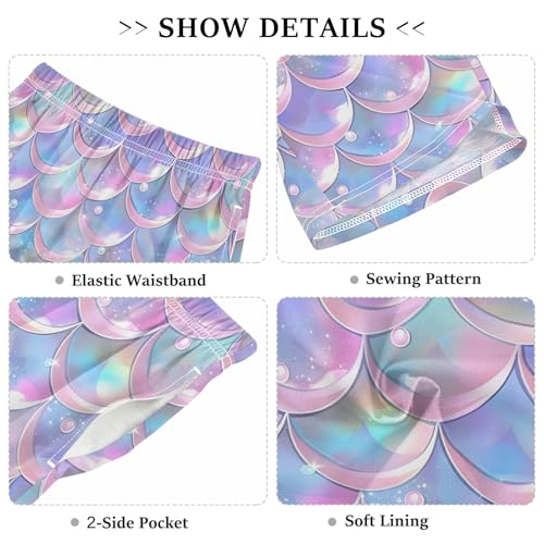 Purple and Blue Mermaid Scales Short Pajama Pants Bottoms Soft Sleepwear with Pockets3
