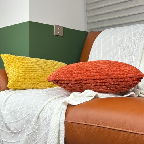 Set of 2 18x18 Burnt Orange Boho Throw Pillow Covers for Living Room and Couch Décor