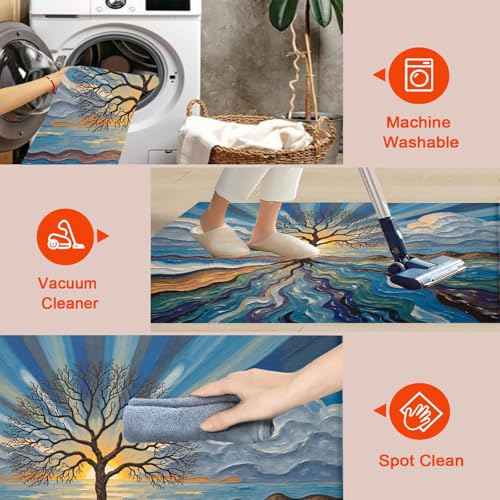 Tapis lavable machine 120cm avec envers antidérapant pour salon moderne