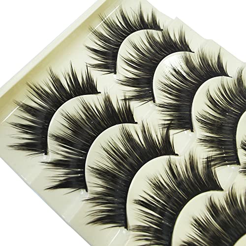 ICYCHEER Thick 5 Pairs Makeup Natural False Eyelashes Eye Lash Long Black Handmade Soft
