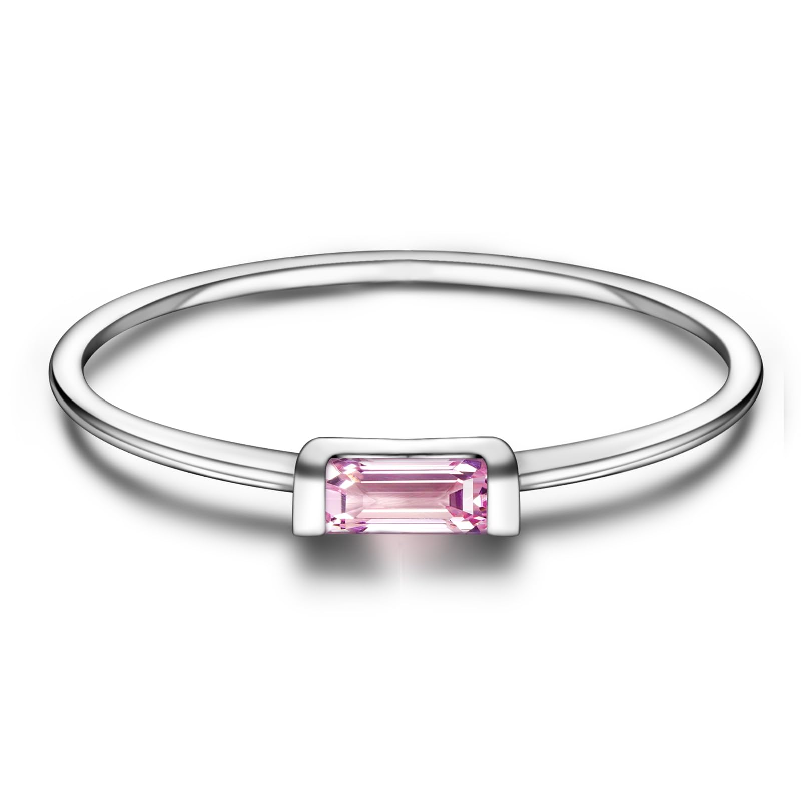 Helonley S925 Sterling Silver Birthstone Stackable Rings for Women Mother with Cubic zirconium Mom Ring Mother's Day Jewelry Gifts for Wife