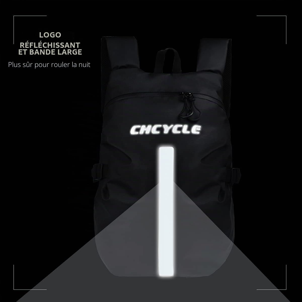 Sac à dos réfléchissant imperméable de grande capacité pour casque de moto, Noir, Taille Unique