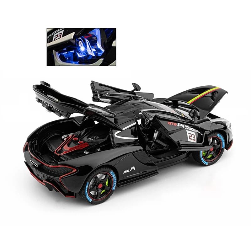 Image of PLUSPOINT Die cast Metal McLaren P1 GTR 1:24 Toy Car Collectible,Vehicle Doors openable with Lights and Sounds,Pull Back Decoration Model Car Toy for Adults Kids Birthday Gifts