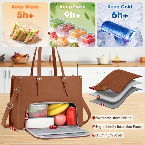 Bolsa para laptop mujer con compartimento para almuerzo 15.6 pulgadas miniatura 3