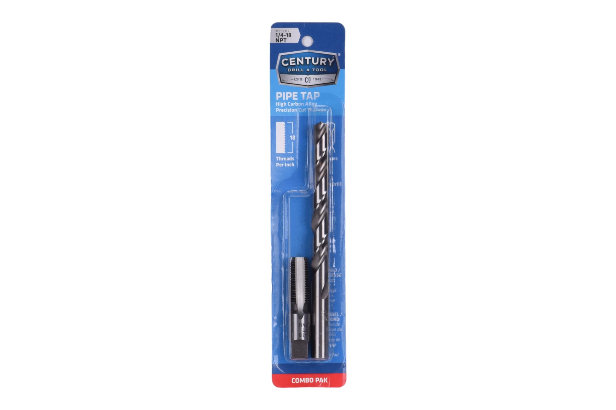 Century NPT Tap & Drill Combo Pack - Thread Pipes Easily -3