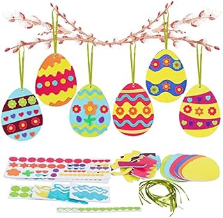 DKINY 12 Pack Easter Egg Crafts Kit Easter Hanging Eggs Ornaments Easter Activity Arts and Crafts for Kids DIY Easter Party Hanging Decoration