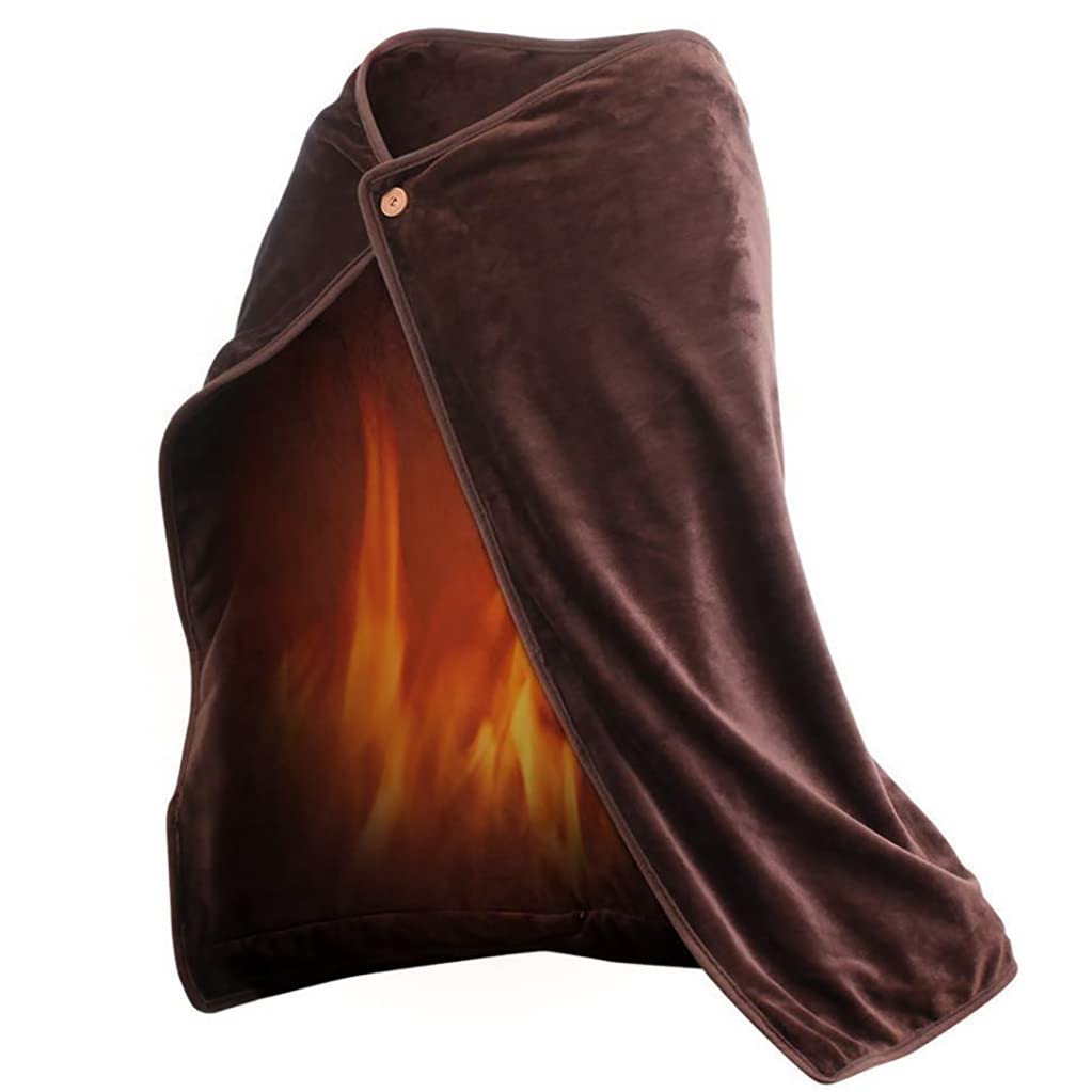 Manta eléctrica de calefacción USB, almohadilla de calefacción de invierno, manta eléctrica de calentamiento, rodillera cálida para el hogar, para coche, oficina, hogar, camping, ancianos (brown )