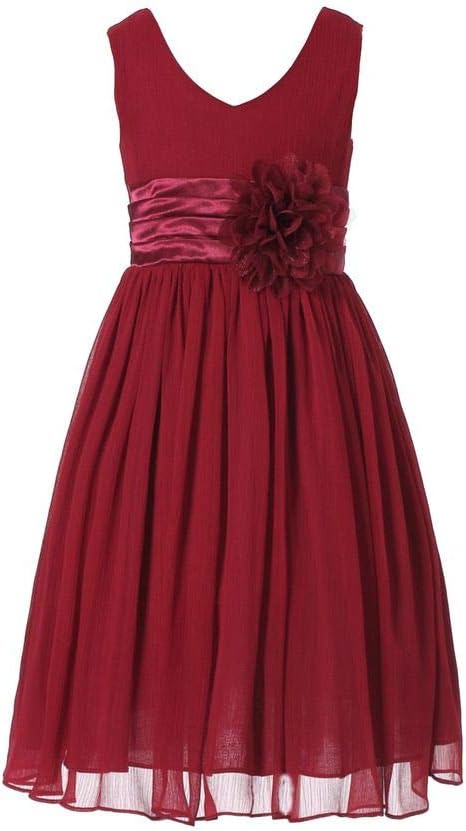 Bow Dream Junior Bridesmaids V-Neckline Chiffon Flower Girl Dress