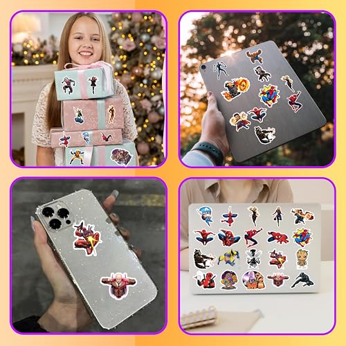 Image of Pack of 75+ Superhero Stickers Waterproof Comic Legends Theme Decals for Laptop, Avengers Aesthetic Vinyl Hydroflask Water Bottles Guitar Skateboard Luggage Bike, Colorful