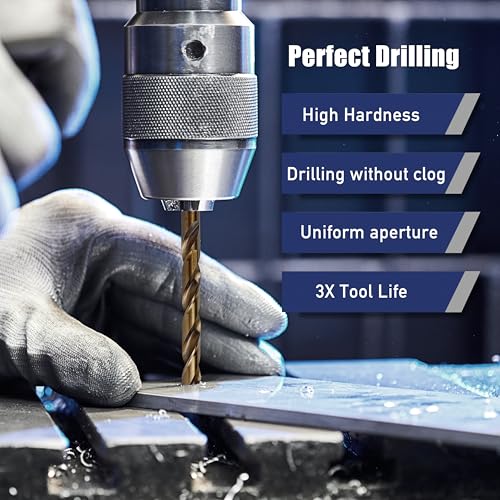 Cobalt Drill Bit Set, 13Pcs M35 High Speed Steel (1/16"-1/4") Twist Jobber Bits for Hardened Metals, Stainless Steel, Cast Iron Wooden Plastics, Professional Work, DIY with Index Storage Box - Image 6