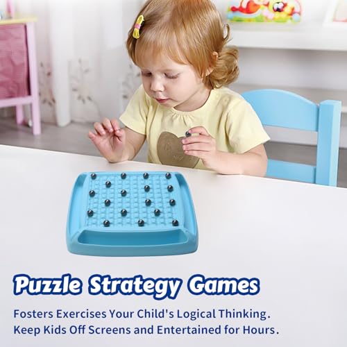 Image of Magnet Game, Magnet Chess Game for Kids 8-12 with 28pcs, Magnetic Board Games for Kids and Adults, Gifts for Boys & Girls, 2-4 Players (Blue 28)