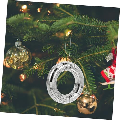 Adorno circular Totority para árbol de Navidad, bodas y fiestas: esfera espejada redonda con acabado reflectante para decoración festiva en casa, KTV y escenario miniatura 5