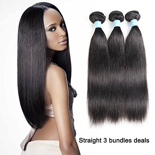 Brazilian Straight 7A Virgin Hair 3 Bundles Unprocessed Human Hair Extensions Natural Color Length(12"14"16")