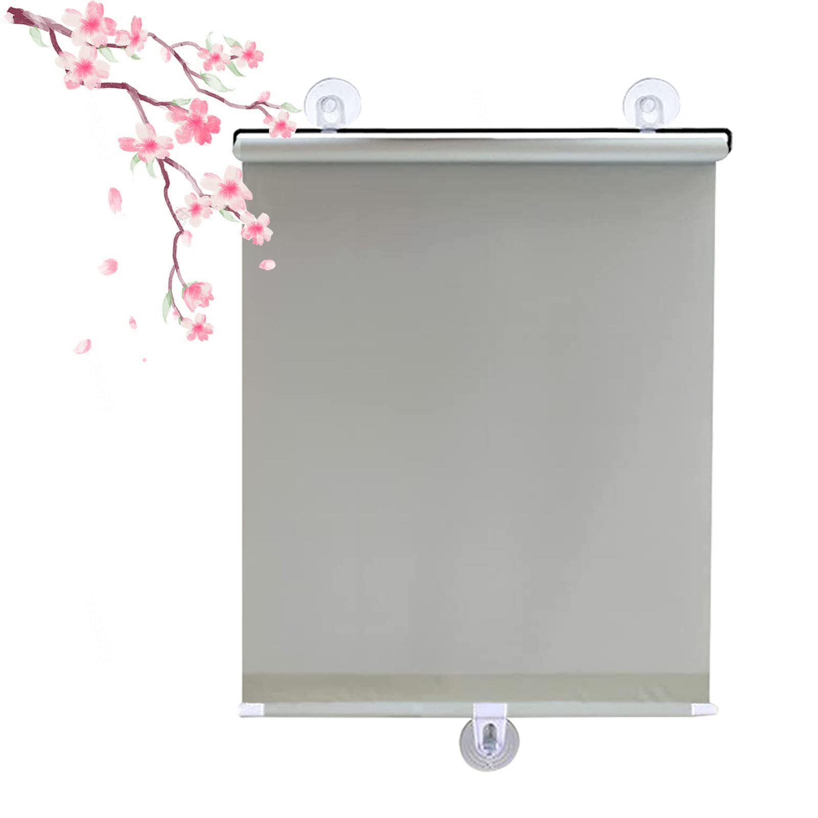 Kgudys Grey Suction Cup Roller Blinds, Protection Uv Blackout Window Shade, Portable Curtains With Suction Cups, Temporary Privacy Blinds, 30-75Cm Wide, Retractable,-68X125cm/27X49in