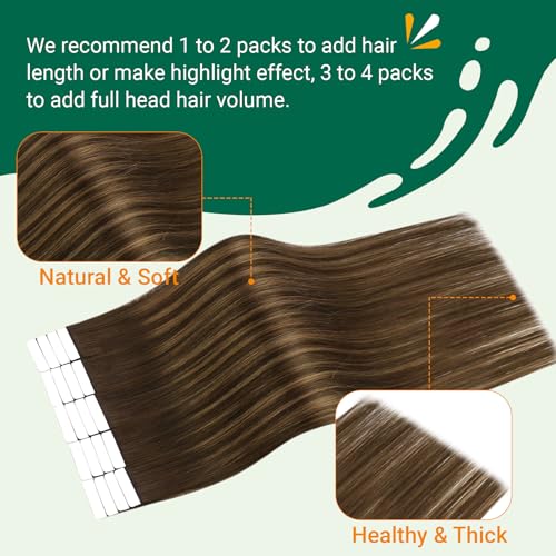 Easyouth Tape in Hair Extensions Human Hair Brown Balayage Tape in Extensions Real Hair 12 Inch 30g 20Pcs Invisible Tape in Hair Extensions Human Hair Ombre Brown - Image 4