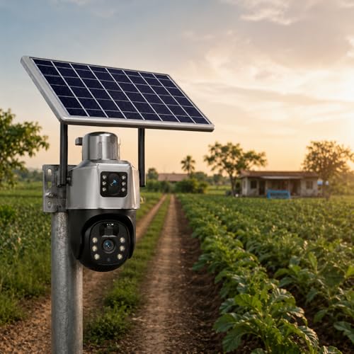 Image of VIE Solar CCTV Camera Outdoor Dual Lens 360 Degree PTZ | CCTV Camera with sim Card 4G | Solar Camera Outdoor Waterproof | CC Camera Colour | Night Vision| Motion Detection Two-Way Audio