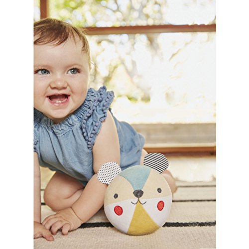 Petit Collage Eco-Friendly Organic Cotton Baby Soft Chime Ball, Blue - Thumbnail 3