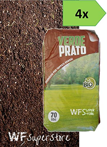 WUEFFE Terriccio Professionale Prato - 4 Sacchi 70 lt - Semina tappeti erbosi 80