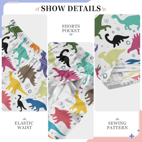 ZZXXB Dinosaur Colorful Print Boys Long Pants Soft Trousers Elastic Waist Kids Lounge Bottoms with Pockets S-XL4