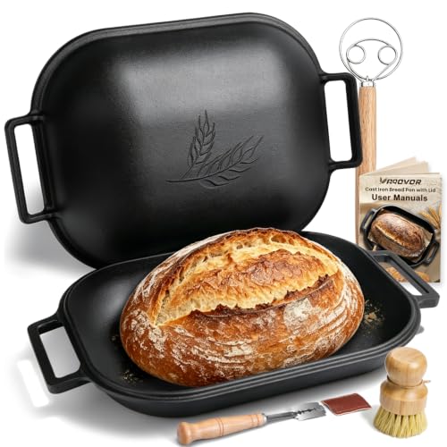 AQOVOR Cast Iron Bread Oven with Lid 9.5QT for Home Sourdough Baking