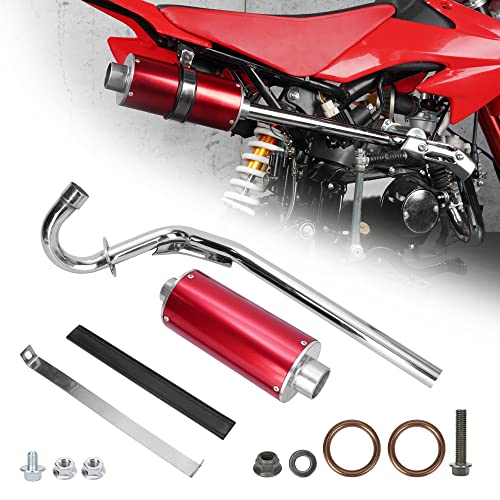 Big Bore 28mm Muffler Exhaust Silencer Pipe Head Assembly for CRF50 XR50 70cc 110cc 125cc SDG SSR Taotao Atomik Thumpstar Roketa Coolster Chinese Dirt Pit Bike - Red