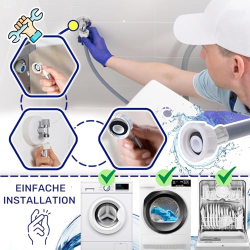 Zulaufschlauch Waschmaschine und Geschirrspüler 3,5 m Wasserschlauch für Temperaturen bis 25°C Druck von 20 bis 60 Bar Verbindung ist Gerade und Gewinkelt Ø 3/4 zoll - MADE IN ITALY - MONTERAL