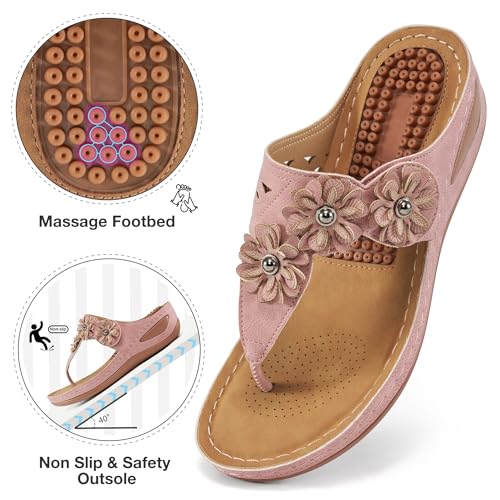 FUDYNMALC Sandals Women Wedge Shoes: Summer Dressy Flip Flops Comfortable Orthopedic Platform Footwear Casual Walking Wedges3