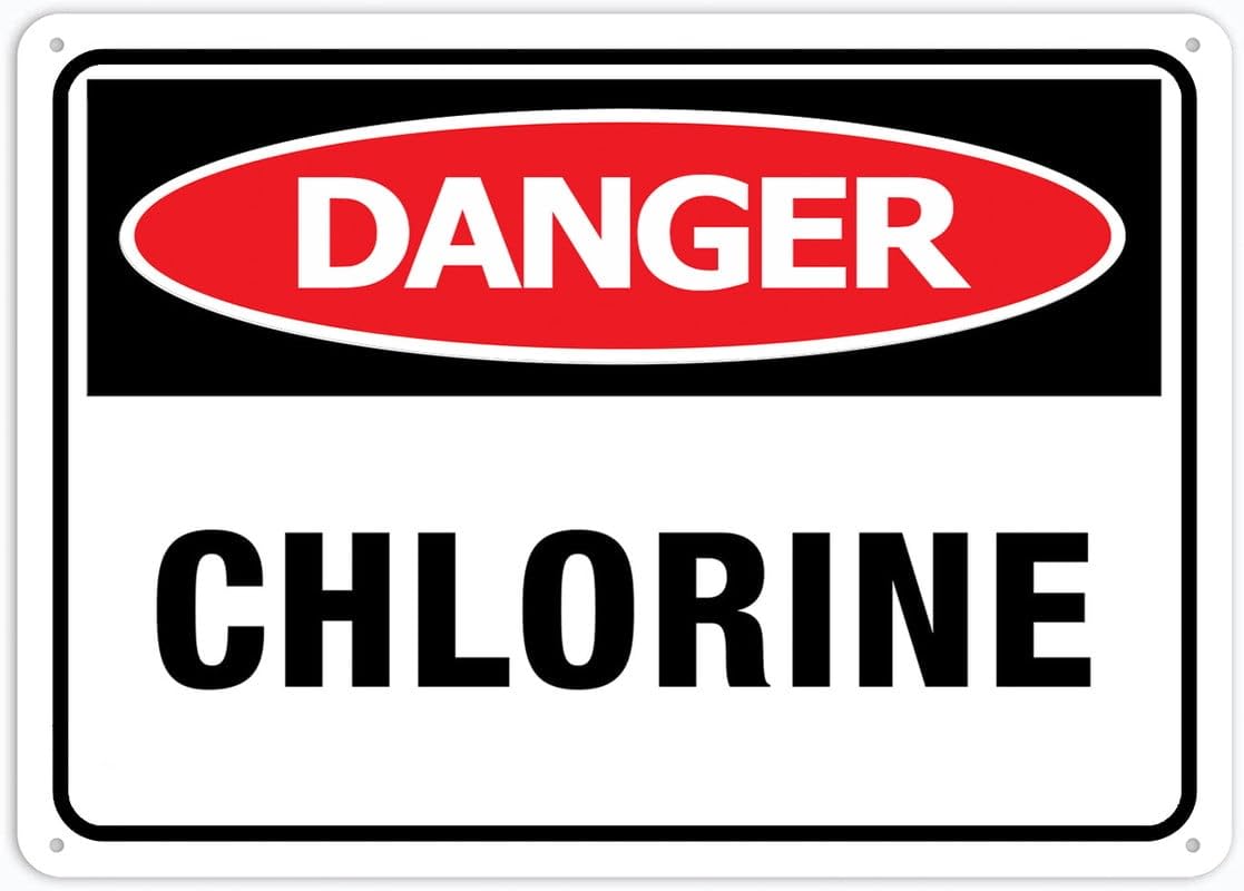 Danger Chlorine Sign - 12"x8" Tin Plate, Great for Outdoor Business Use