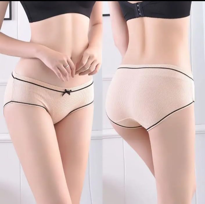 Image of Women Ribbed Cotton Panties Multipack | Soft Stretch Breathable Bikini Style Hipster Panty for Girls & Ladies | Mid Rise Everyday Comfort Innerwear (Multicolor)