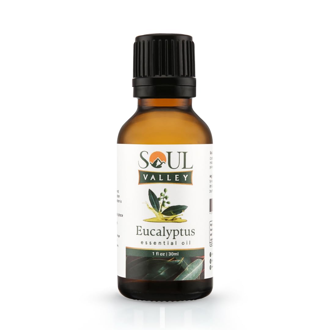 Soul Valley 30 ML Pure and Natural Eucalyptus Essential Oil.Ideal for aromatherapy, diffusers, and DIY beauty products.