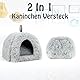 Sbayool Plüsch Kaninchen Bett, Bequem Warme Häschen Höhlenbetten, Kaninchen Haus Mit Bewegliches Pad, Geeignetes Kaninchenversteck Für Kleintiere Wie Meerschweinchen, Frettchen Und Chinchillas,Grau