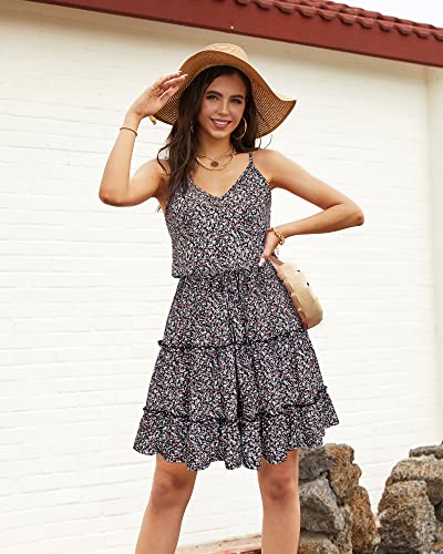 Image of Newshows Women's Summer Casual Dress Cute A Line Ruffle Hem Flattering Fit Beach Vacation Sundress