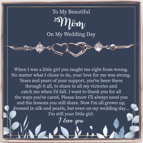 Bride to Mother Bracelet. Mother Of The Bride Gift From Daughter Silver Bracelet on her Wedding Day. Moms gifts