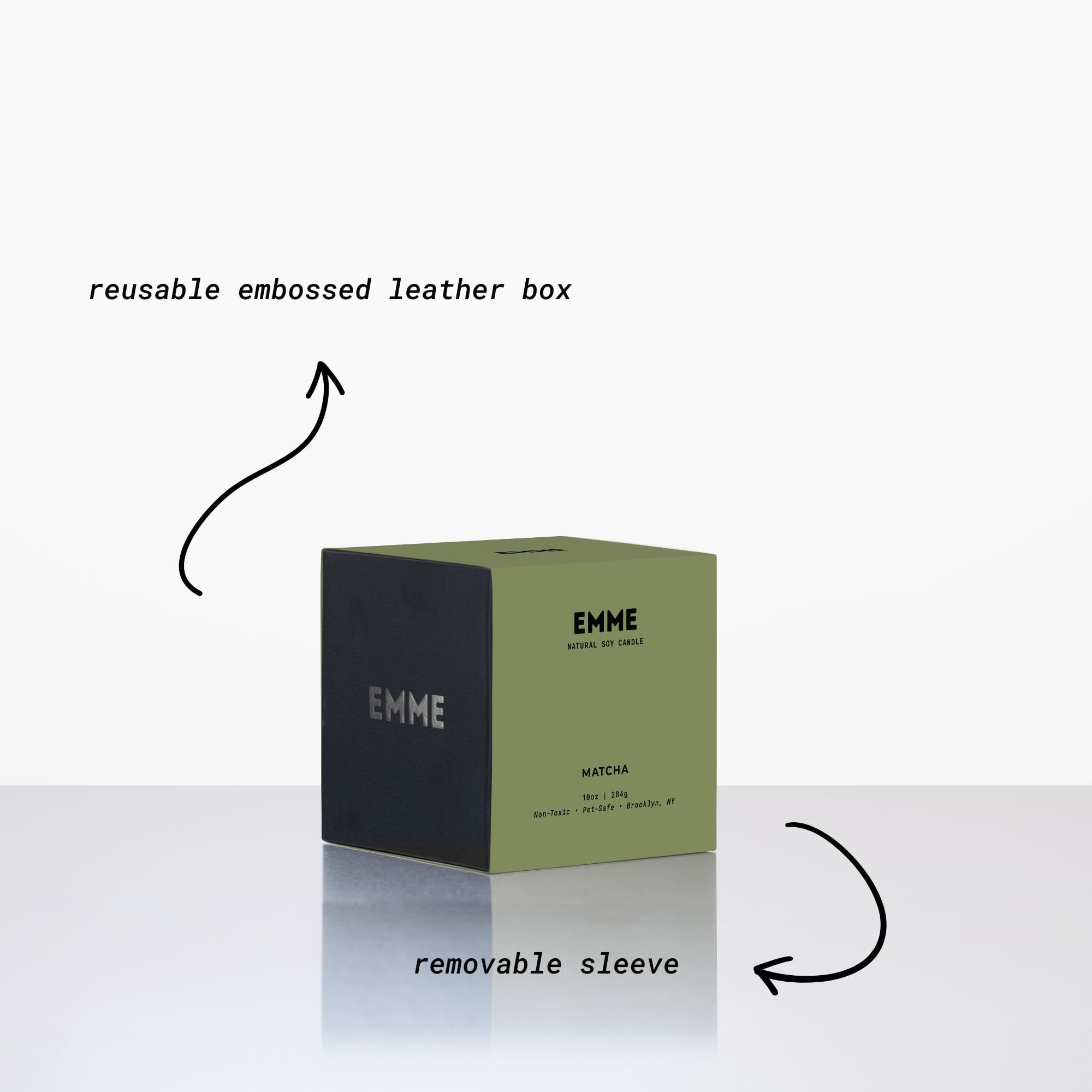 EMME NYC - Vela perfumada de cera de soja, vela perfumada a matcha y mecha de madera, fragancia natural para el hogar, hasta 80 horas de tiempo de combustión, 8 onzas