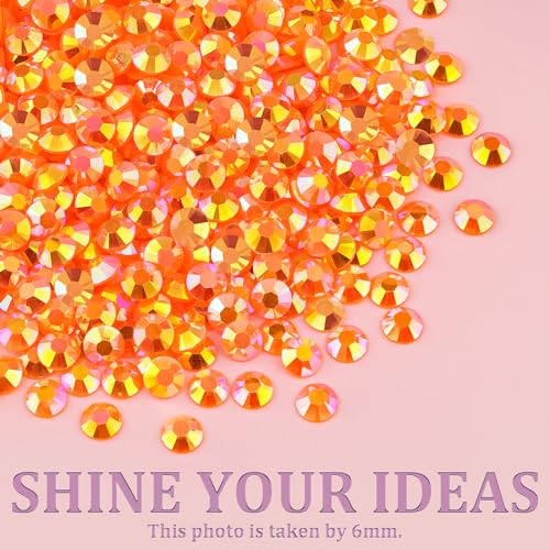 Image of Resin Jelly Rhinestones for Crafting with B7000 Jewelry Glue, 1 Box Orange AB Flatback Crystal with 3Pcs 10ml Glue, Bedazzling Non Hotfix Gems for DIY Tumblers Clothing Shoes Manicure
