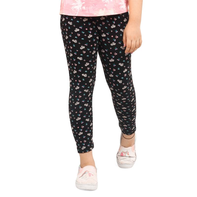 Image of ARIEL Cotton Printed Non-Transparent Regular Fit Ankle Length Leggings for Girls