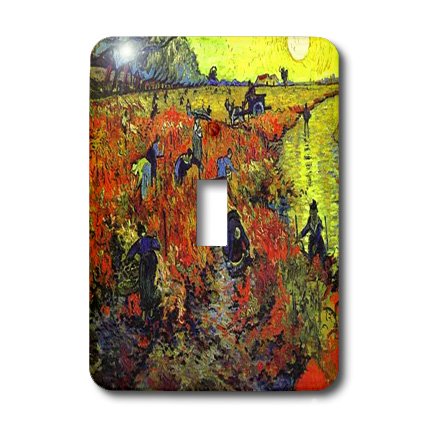 Cubierta para interruptor Van Gogh Viñedos Rojos de un solo hueco con tornillos