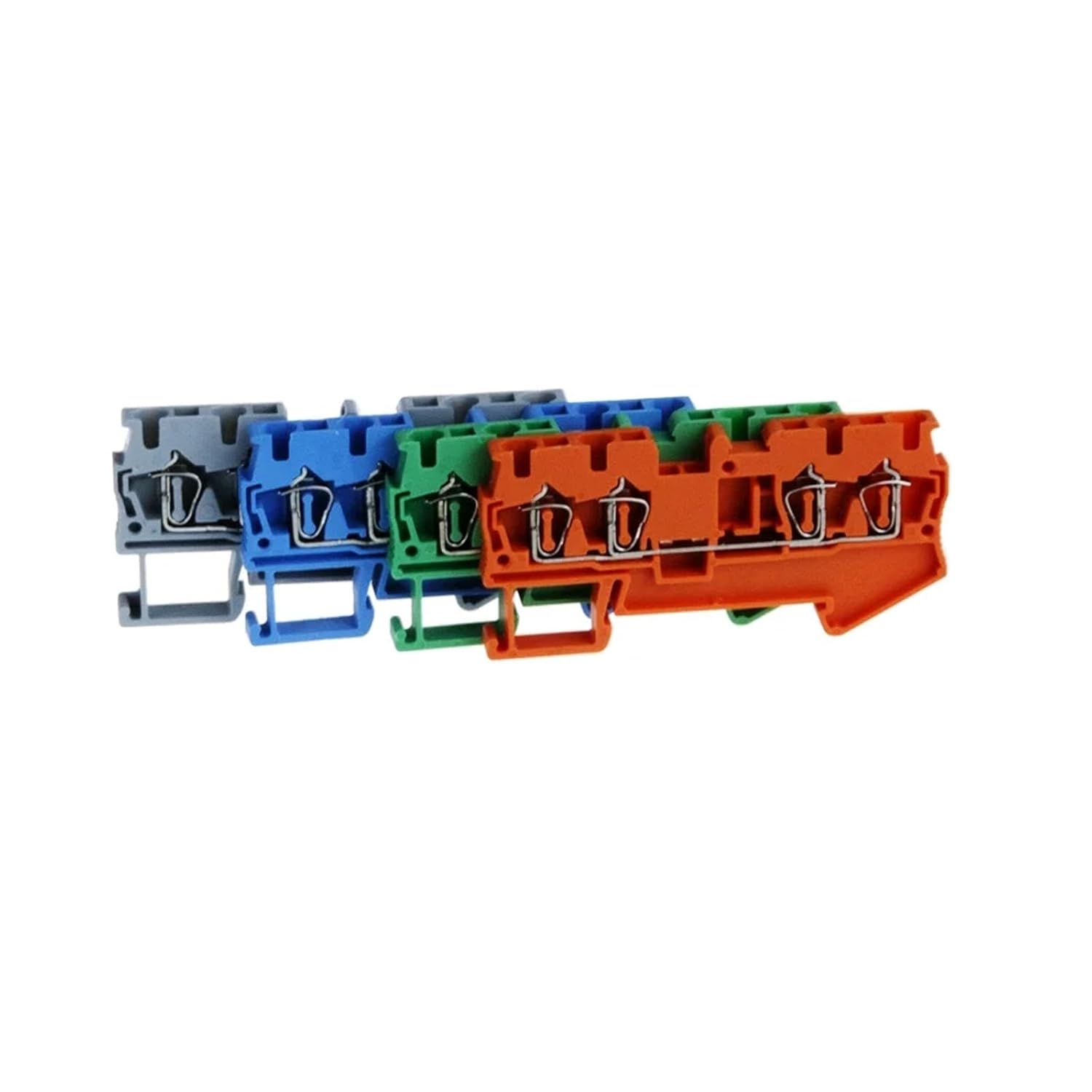 50Pcs Din Rail Terminal Block ST-2.5-Quattro Wire Connectors Pull Type 4 Conductors Spring Wiring Terminal Blocks(Blue)
