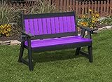 Ecommersify Inc 5FT-Bright Purple-Poly Lumber Mission Porch Bench with Cupholder arms Heavy Duty Everlasting PolyTuf HDPE - Made in USA - Amish Crafted