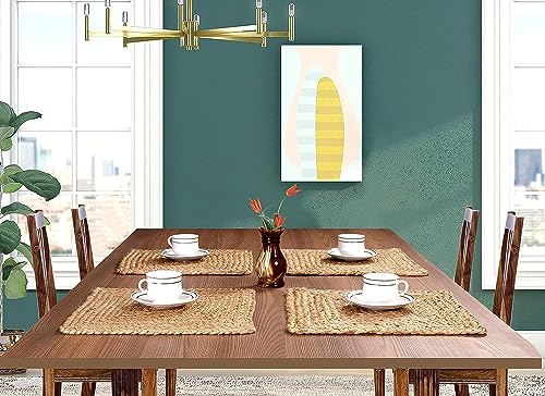 Image of The Home Talk Jute Braided Placemats | Set of 4 | 12X12 | Non-Slip | Square Farmhouse Table Mats | Vintage Jute Placemats for Dining Table, Living Room Table | Natural Store