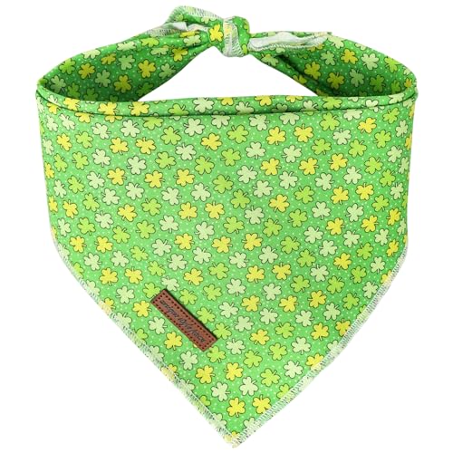 Unique style paws St. Patrick's Day Dog Bandana Clover Bandanas with Flower for Small Medium Large Boys Girls Dogs