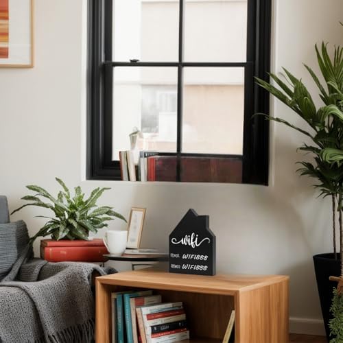 Wifi Password Sign for Home Guests (Black House, 4.9" x 3.7")