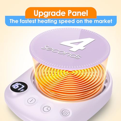 Coffee Mug Warmer - Fastest Heating & Highest Temperature, Coffee Cup Warmer for Desk Auto Shut Off, 4 Temp Settings & 1-12H Timer, Smart Electric Beverage Warmer for Coffee, Tea (Purple)