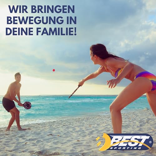 BEST SPORTING Beach-Ball Ersatzbälle I 3 Softbälle aus Kunststoff I Ping Pong in Blau Gelb & Orange I Beach-Tennis für Kinder I Softball Tennis