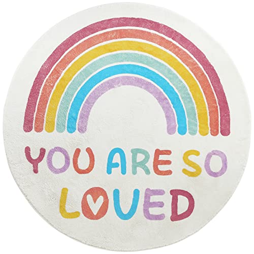 Topotdor Rainbow Boho Round Rug for Bedroom and Reading Corner