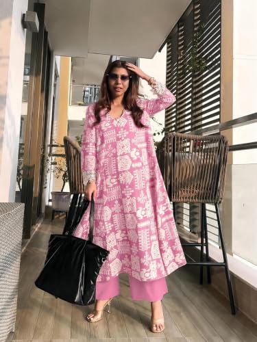 Image of ANNI Designer Kurta Sets for Women Viscose Printed | Kurta with Dupatta Set | A Line Kurti Set for Women | Square V Neck 3 /4 Sleeve Ethnic Outfit | Designer Indian Kurti Stylish Clothing