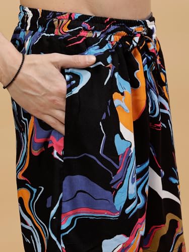 Image of Rigo Printed Co-Ord Set for Men's | Casual Shirt & Shorts Night Suit Set | Lounge-wear Nightdress Pajama Set for Men's | Night Wear, Beach Wear, Vacation Wear Outfit