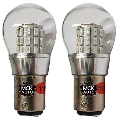 MCK Auto - Reemplazo para P21W BAY15d 1157 LED CanBus Conjunto de bombillas rojas muy claras y sin errores compatibles con Transit